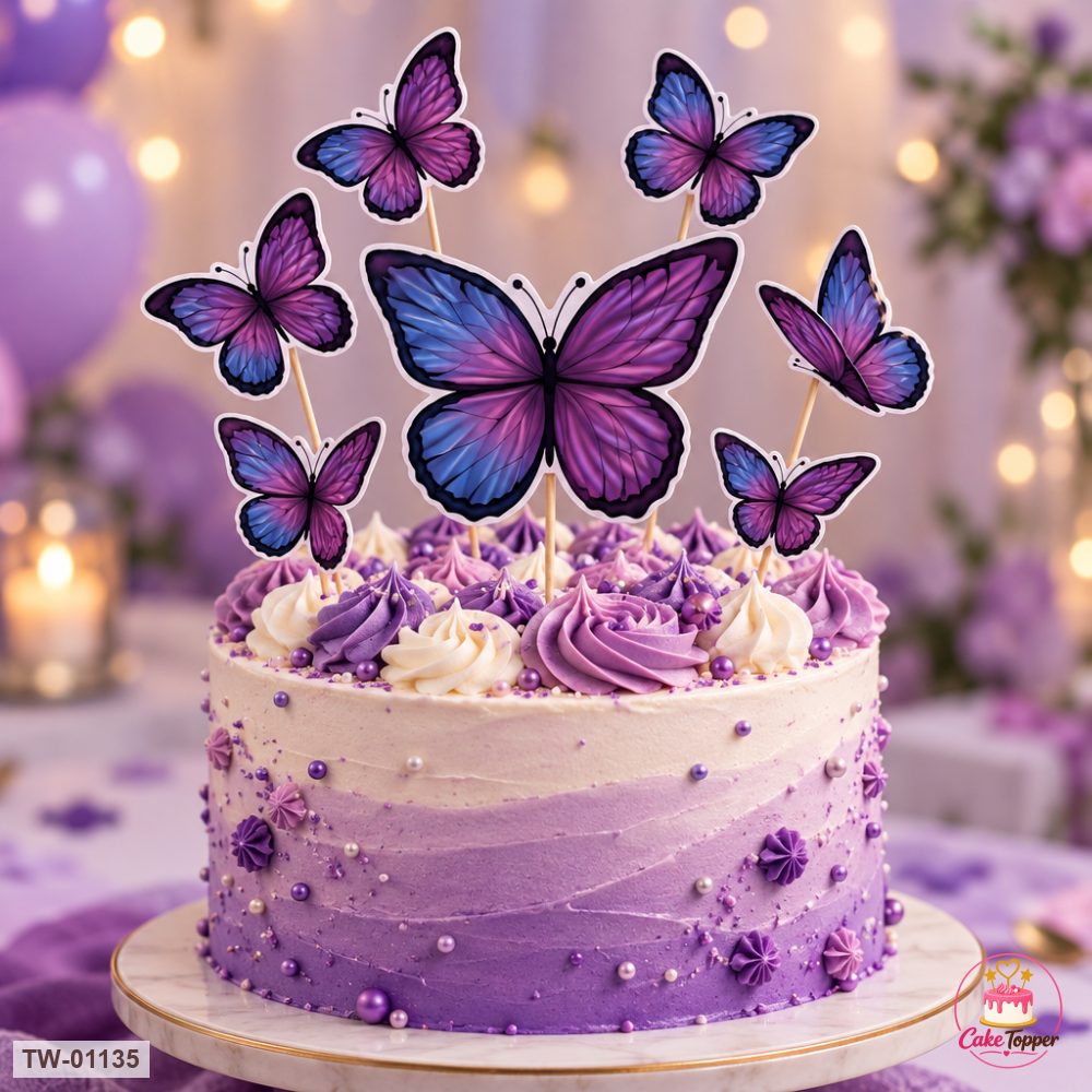 Butterfly Topper Sheet 40 on a cake