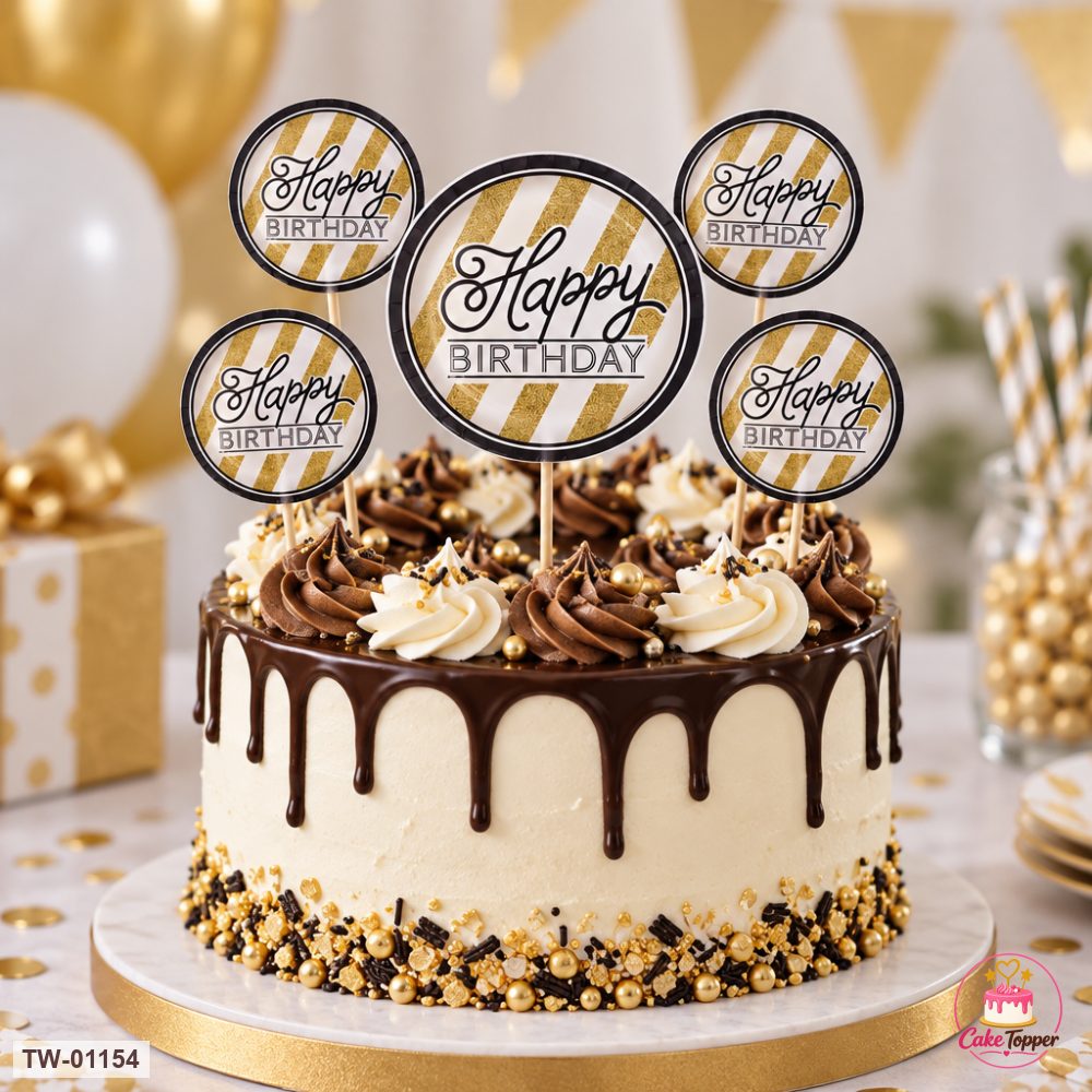 Happy Birthday Topper Sheet 41 on a cake