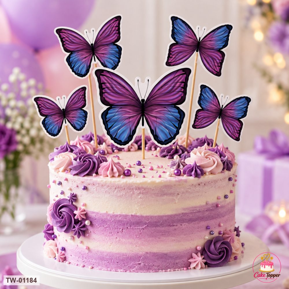 Butterfly Topper Sheet 43 on a cake