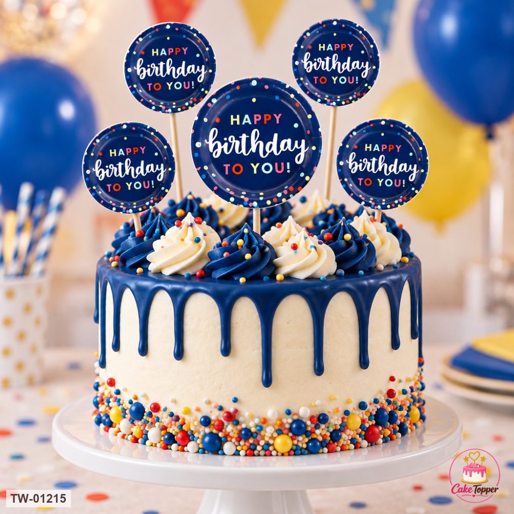 Happy Birthday Topper Sheet 45 on a cake
