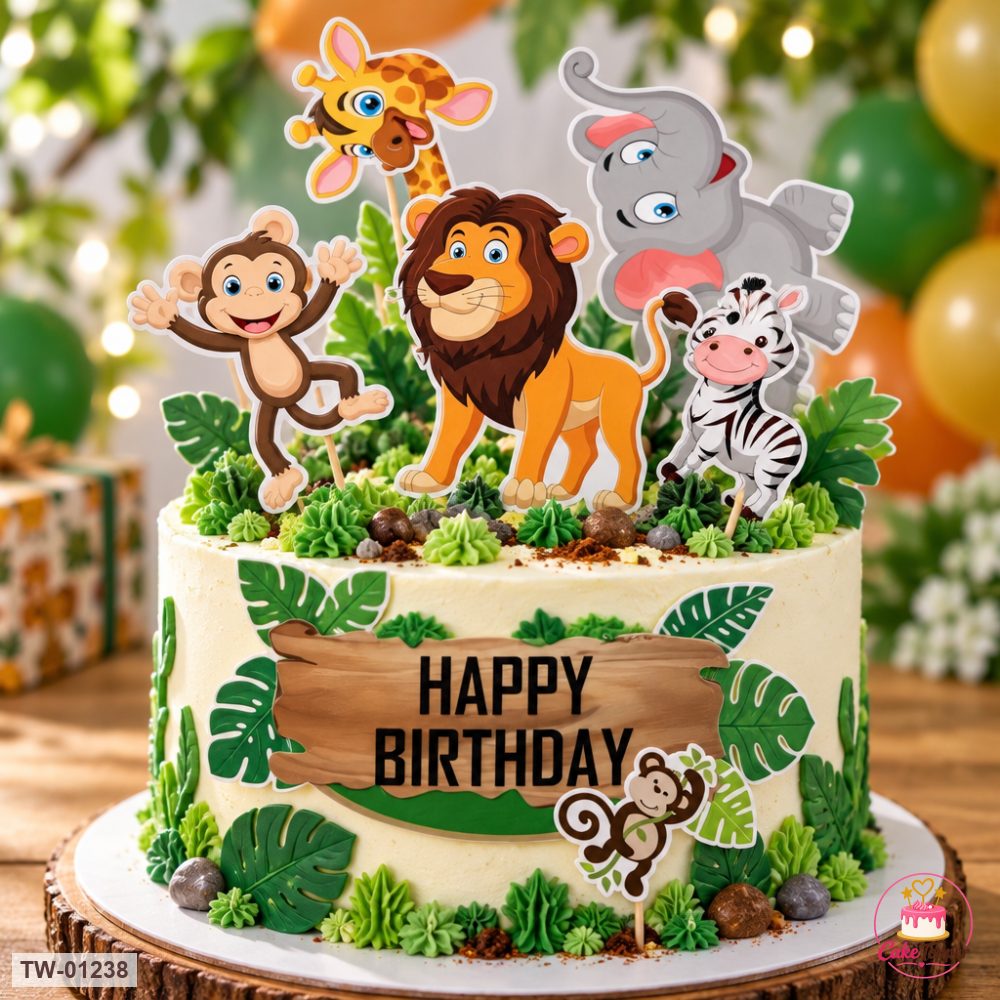 Animals Topper Sheet 47 on a cake