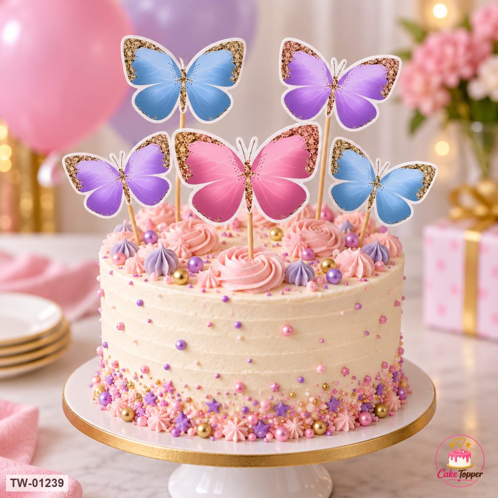 Butterfly Topper Sheet 47 on a cake
