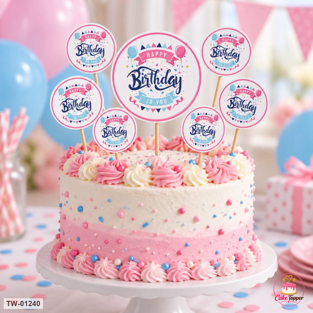 Happy Birthday Topper Sheet 47 on a cake