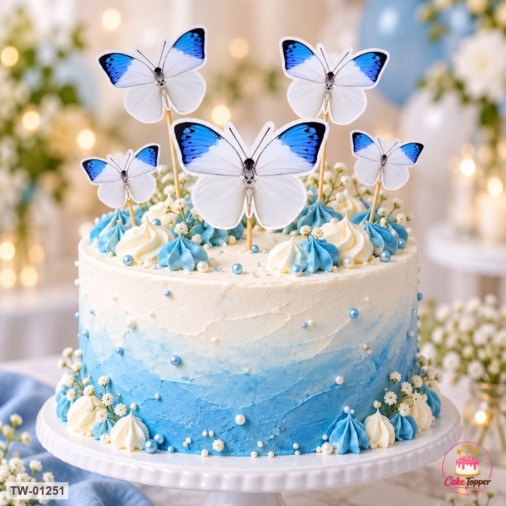 Butterfly Topper Sheet 48 on a cake