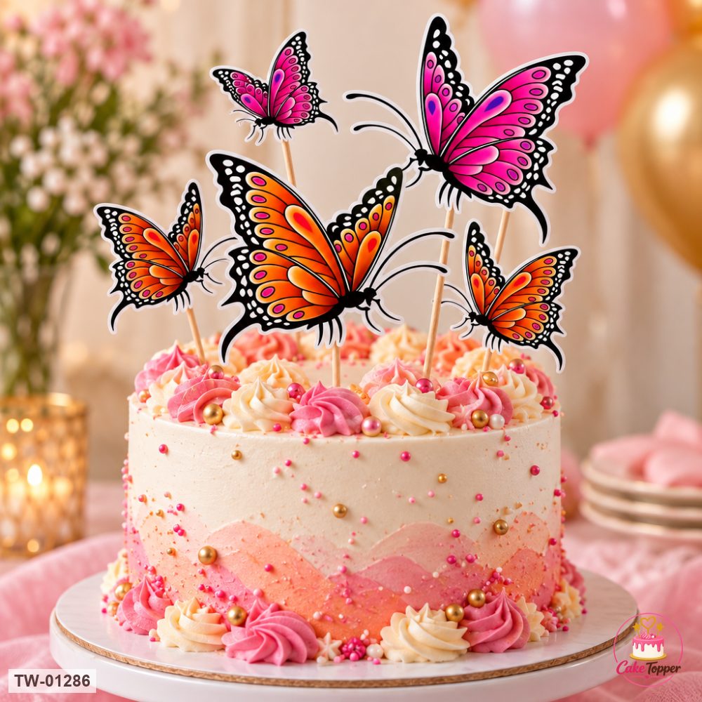 Butterfly Topper Sheet 51 on a cake