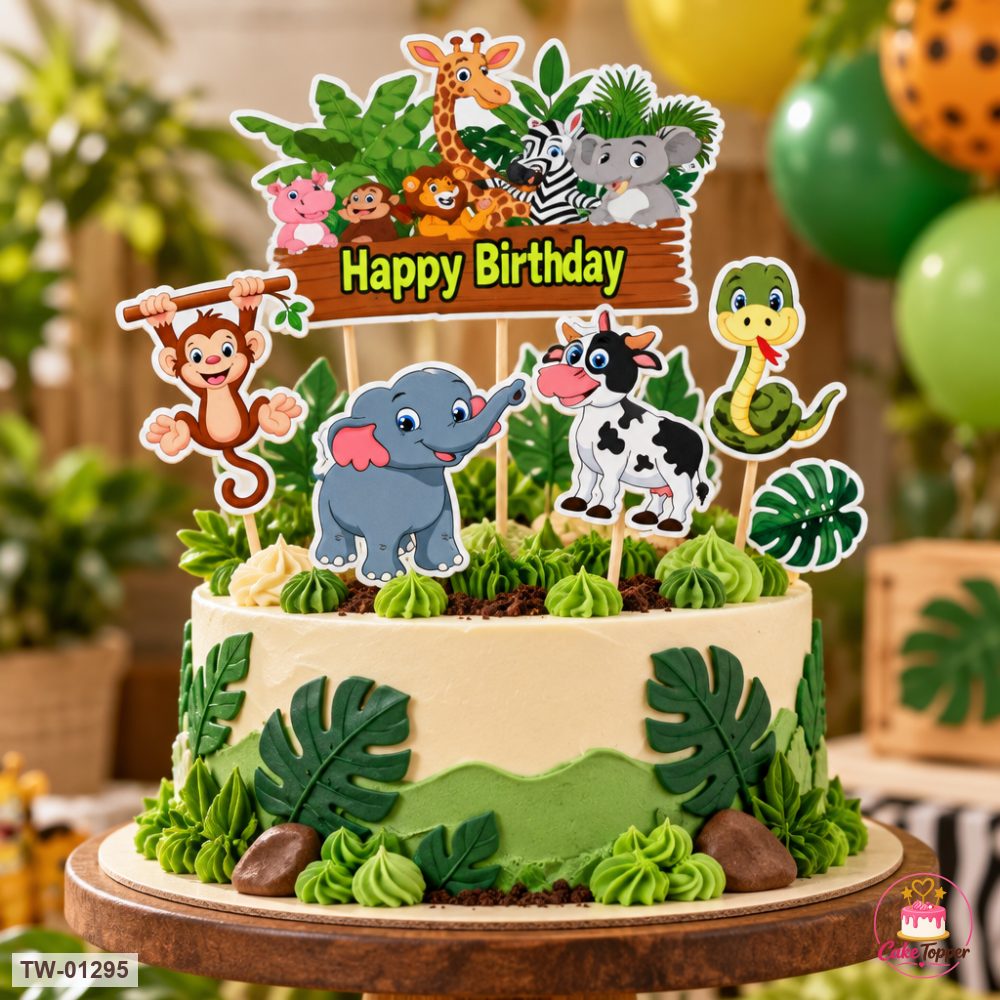 Animals Topper Sheet 52 on a cake