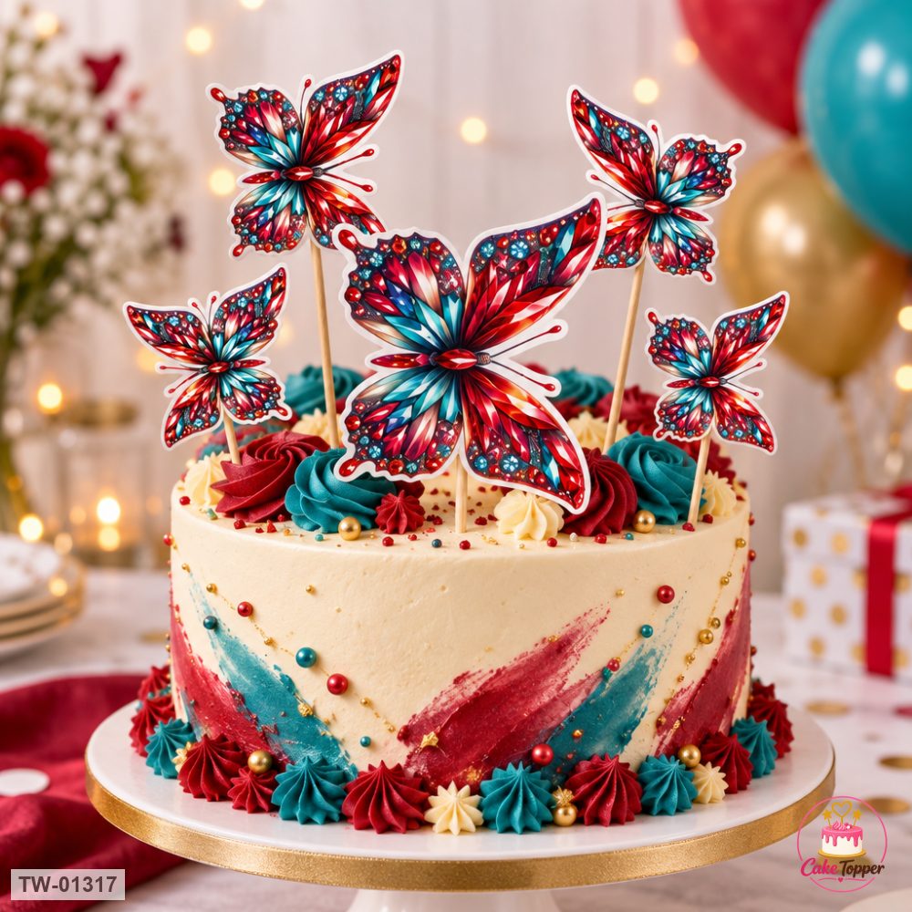 Butterfly Topper Sheet 54 on a cake