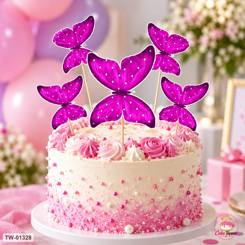 Butterfly Topper Sheet 55 on a cake