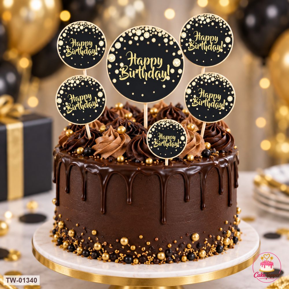Happy Birthday Topper Sheet 54 on a cake
