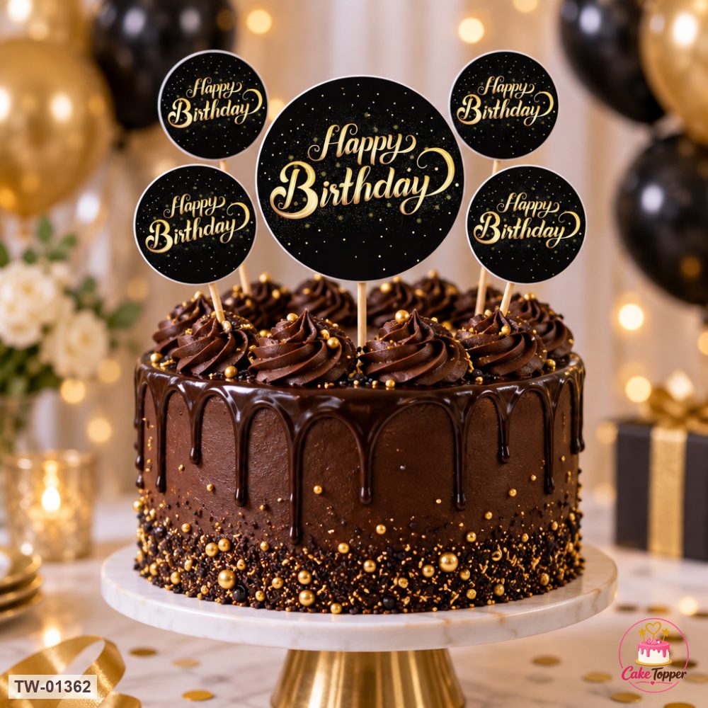 Happy Birthday Topper Sheet 56 on a cake