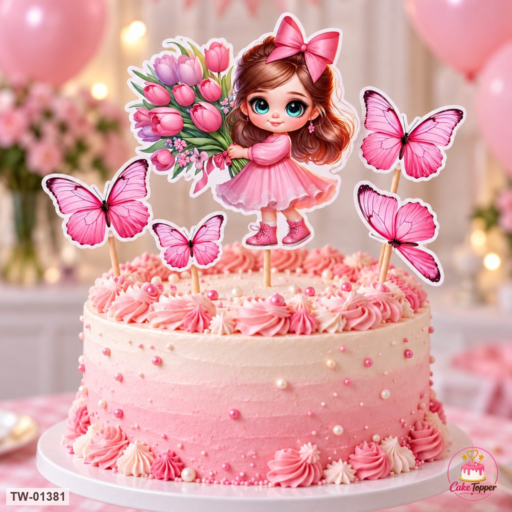 Little Girl Topper Sheet 58 on a cake