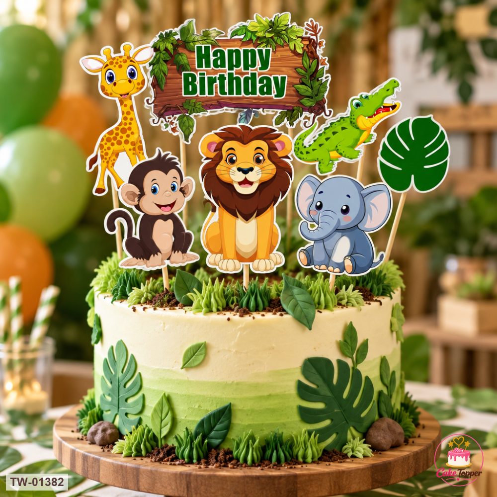 Animals Topper Sheet 60 on a cake