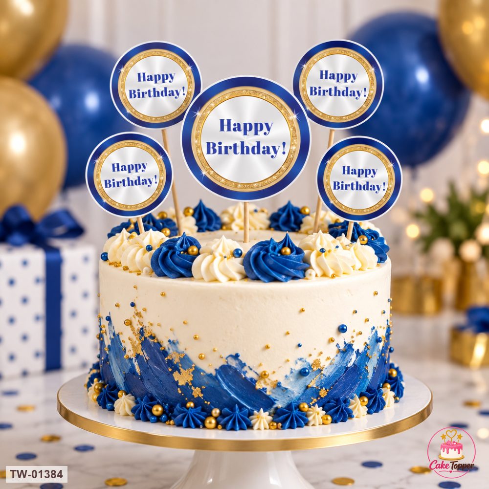 Happy Birthday Topper Sheet 58 on a cake