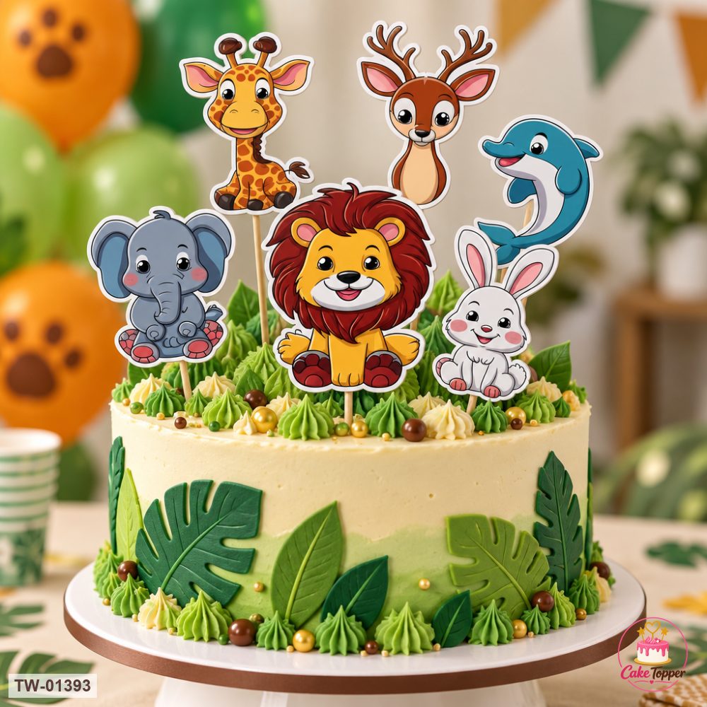 Animals Topper Sheet 61 on a cake