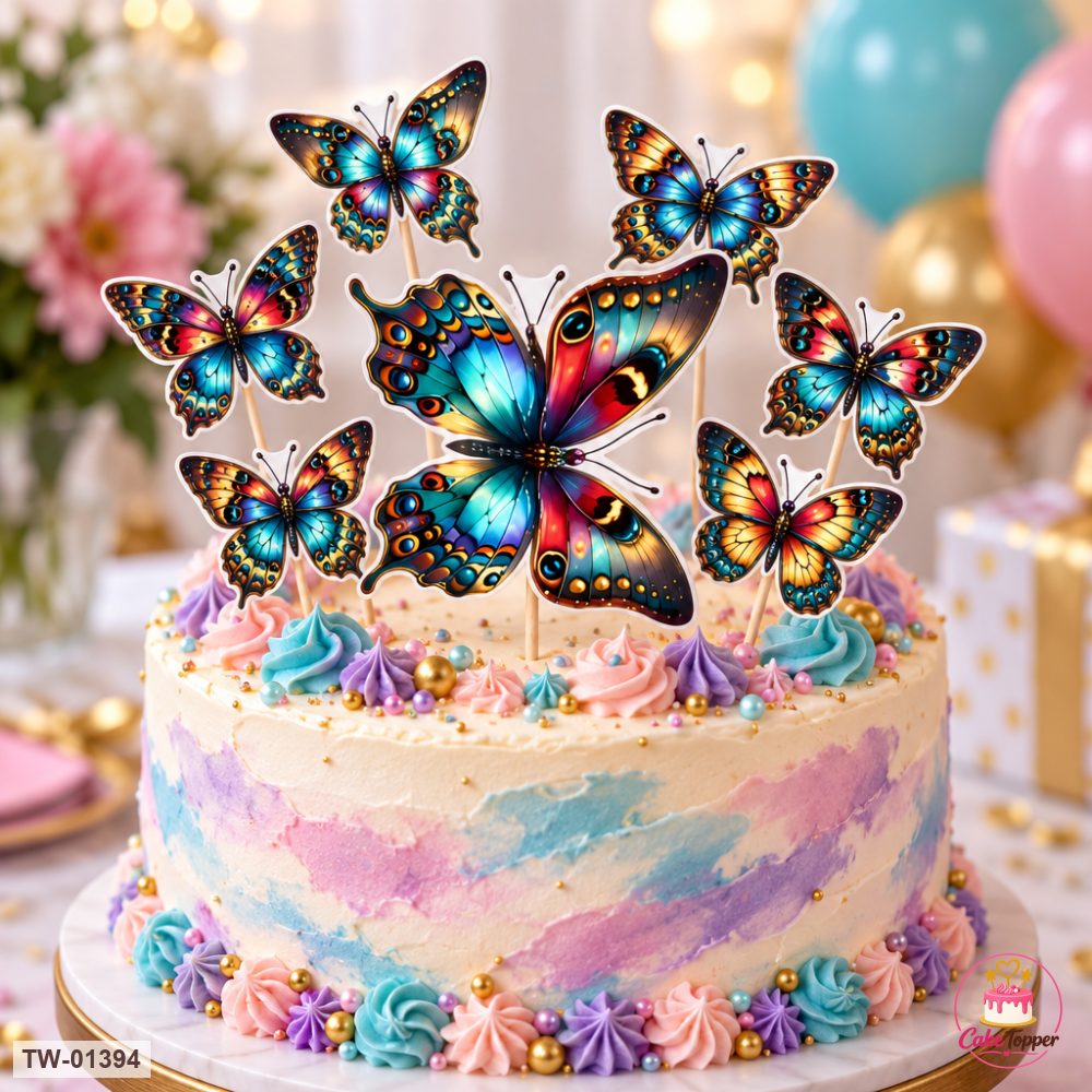 Butterfly Topper Sheet 61 on a cake