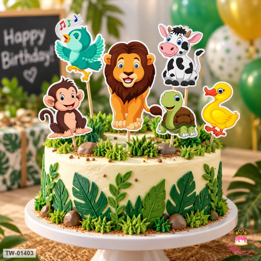 Animals Topper Sheet 62 on a cake