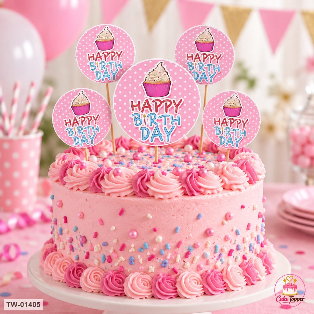 Happy Birthday Topper Sheet 60 on a cake
