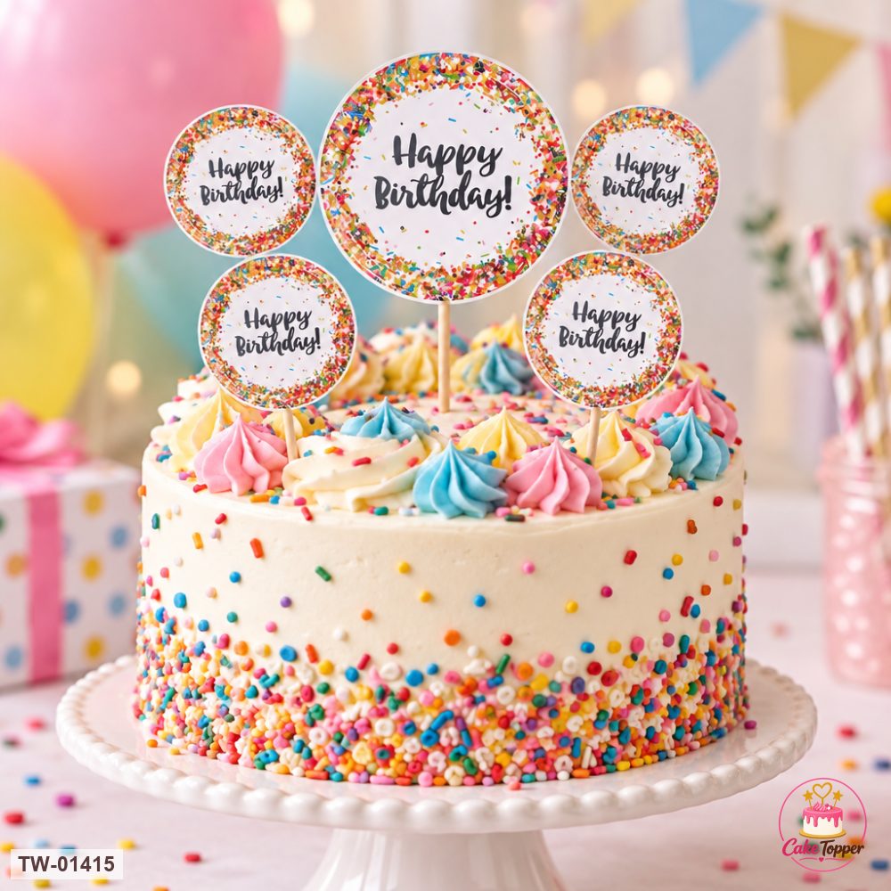 Happy Birthday Topper Sheet 61 on a cake