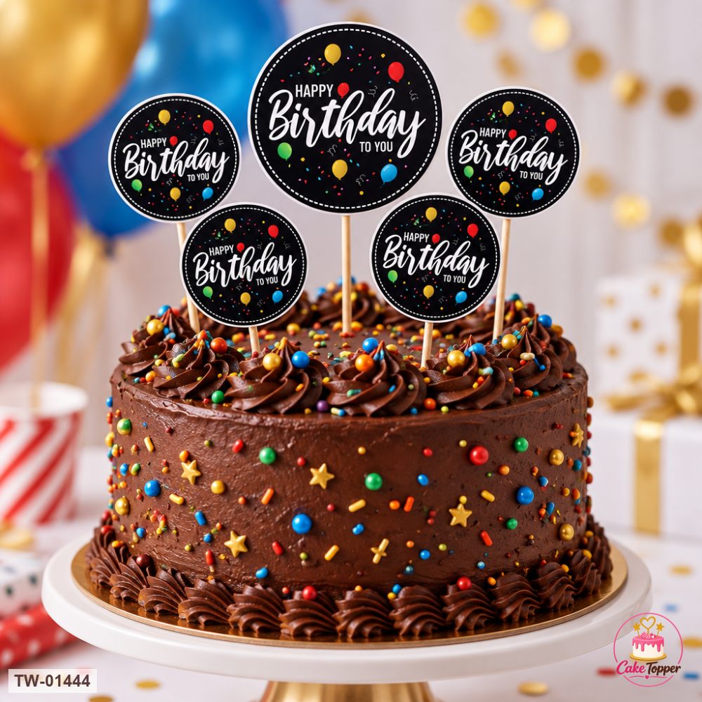 Happy Birthday Topper Sheet 64 on a cake