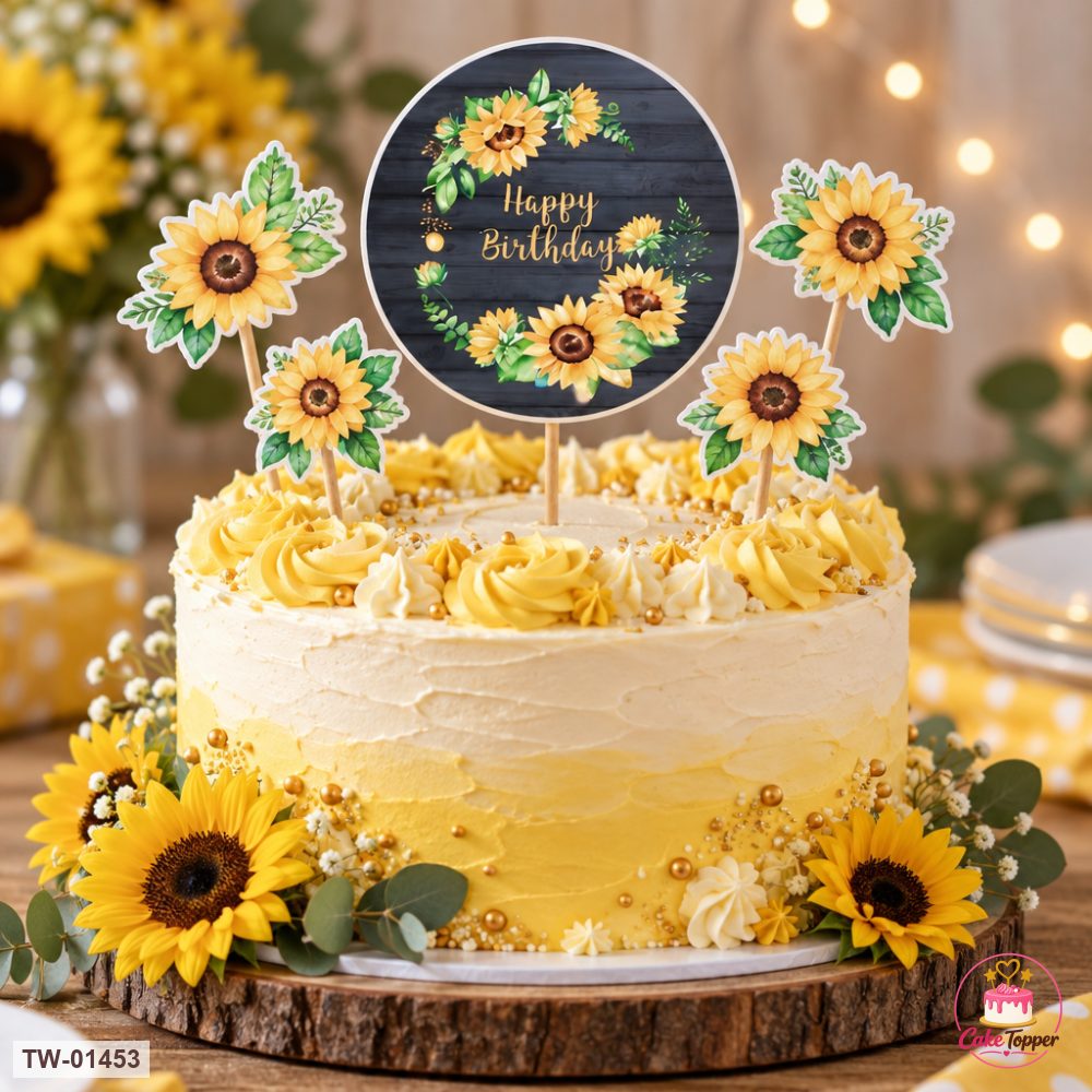 Happy Birthday Topper Sheet 65 on a cake