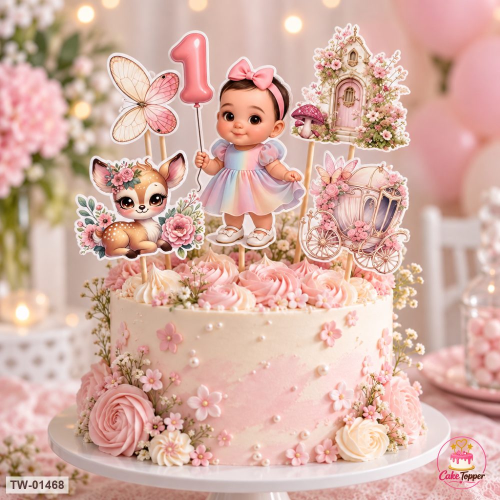 Little Girl Topper Sheet 67 on a cake