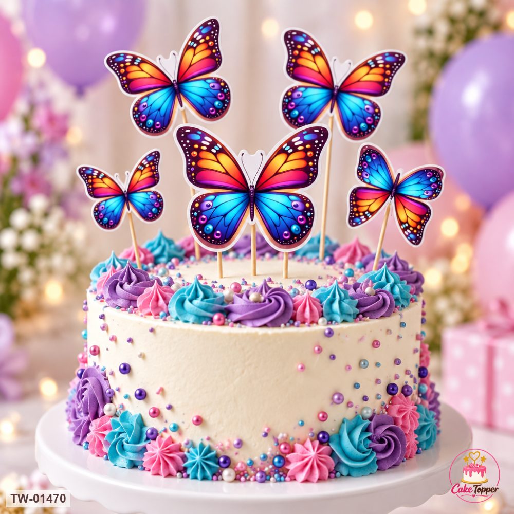 Butterfly Topper Sheet 69 on a cake