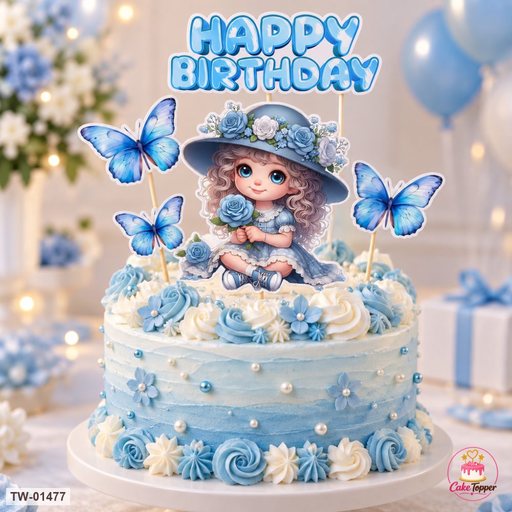 Little Girl Topper Sheet 68 on a cake