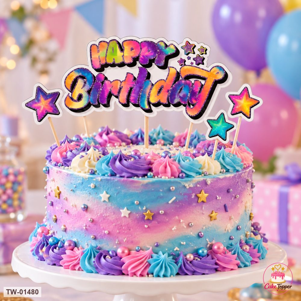 Happy Birthday Topper Sheet 68 on a cake