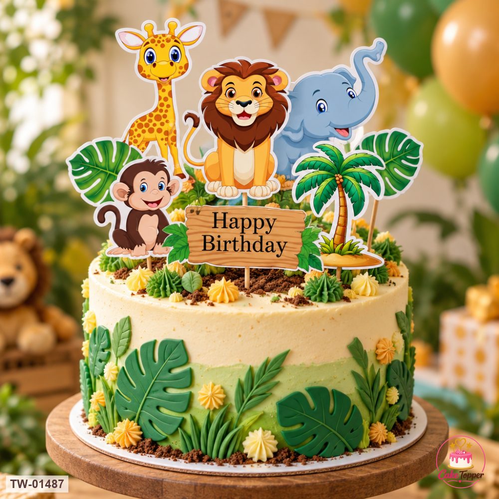 Animals Topper Sheet 71 on a cake
