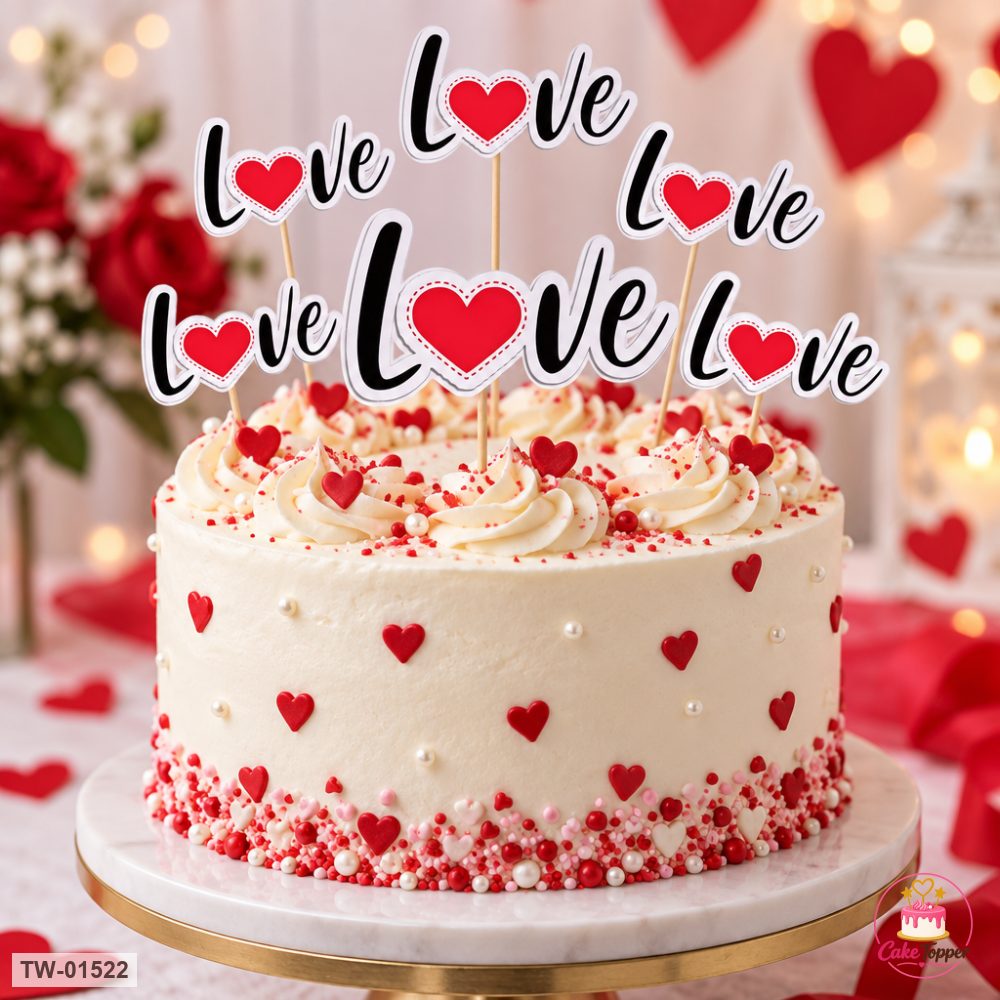 Love Topper Sheet 75 on a cake