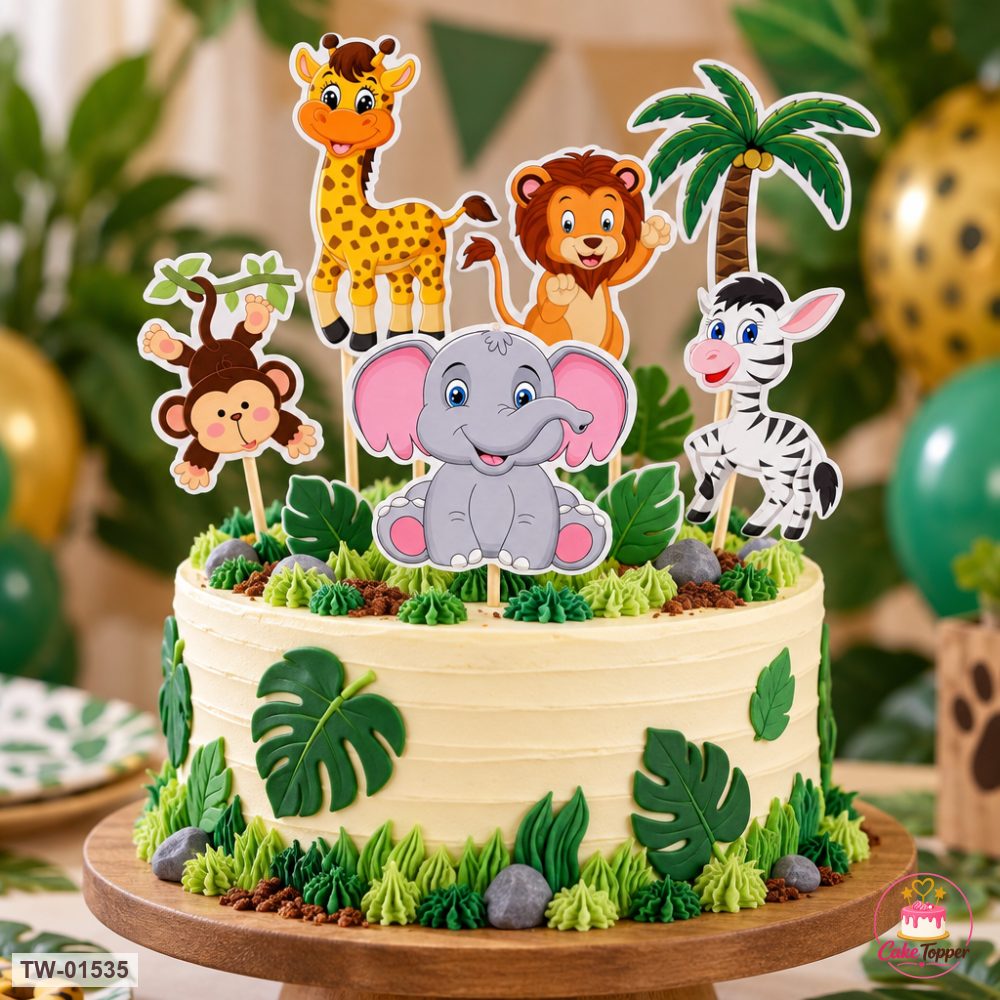 Animals Topper Sheet 77 on a cake