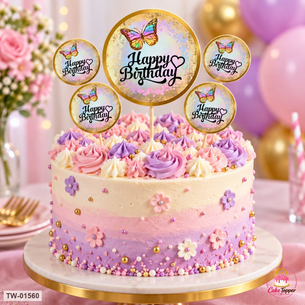 Happy Birthday Topper Sheet 78 on a cake