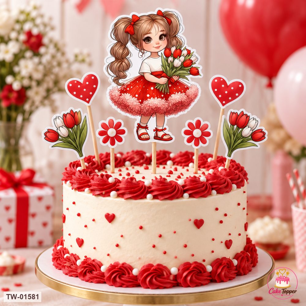 Little Girl Topper Sheet 81 on a cake