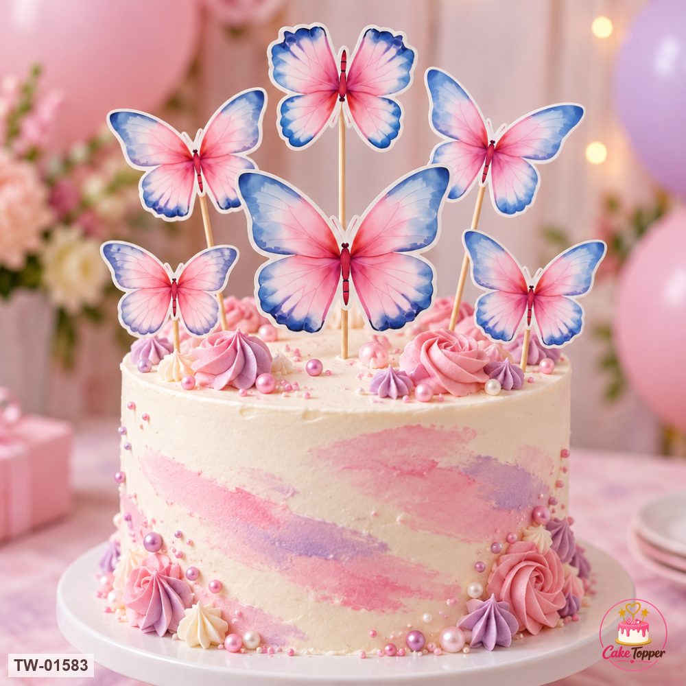 Butterfly Topper Sheet 83 on a cake