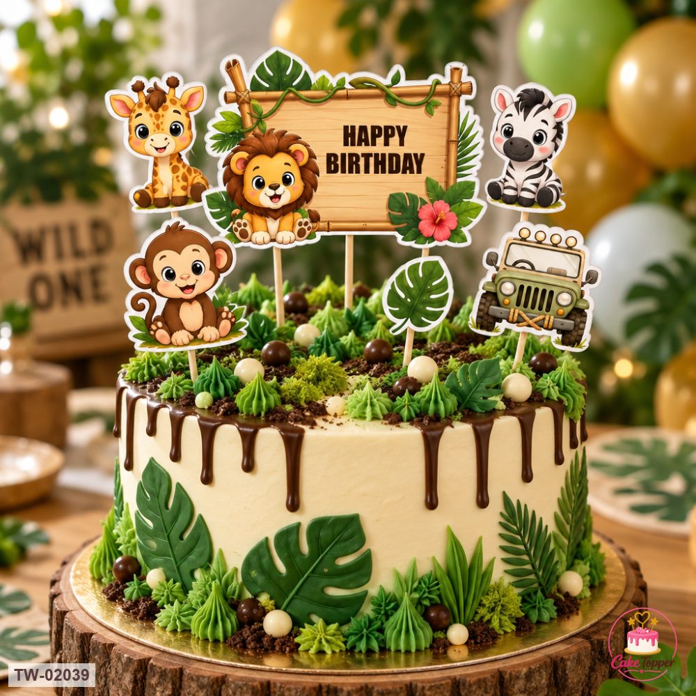 Animals Topper Sheet 189 on a cake