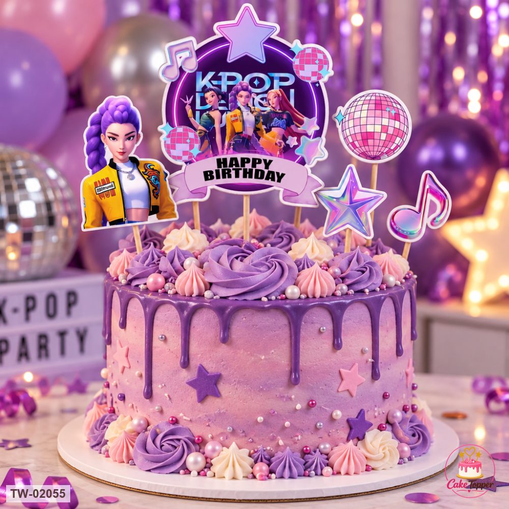 K-Pop Demon Hunters Topper Sheet 01 on a cake