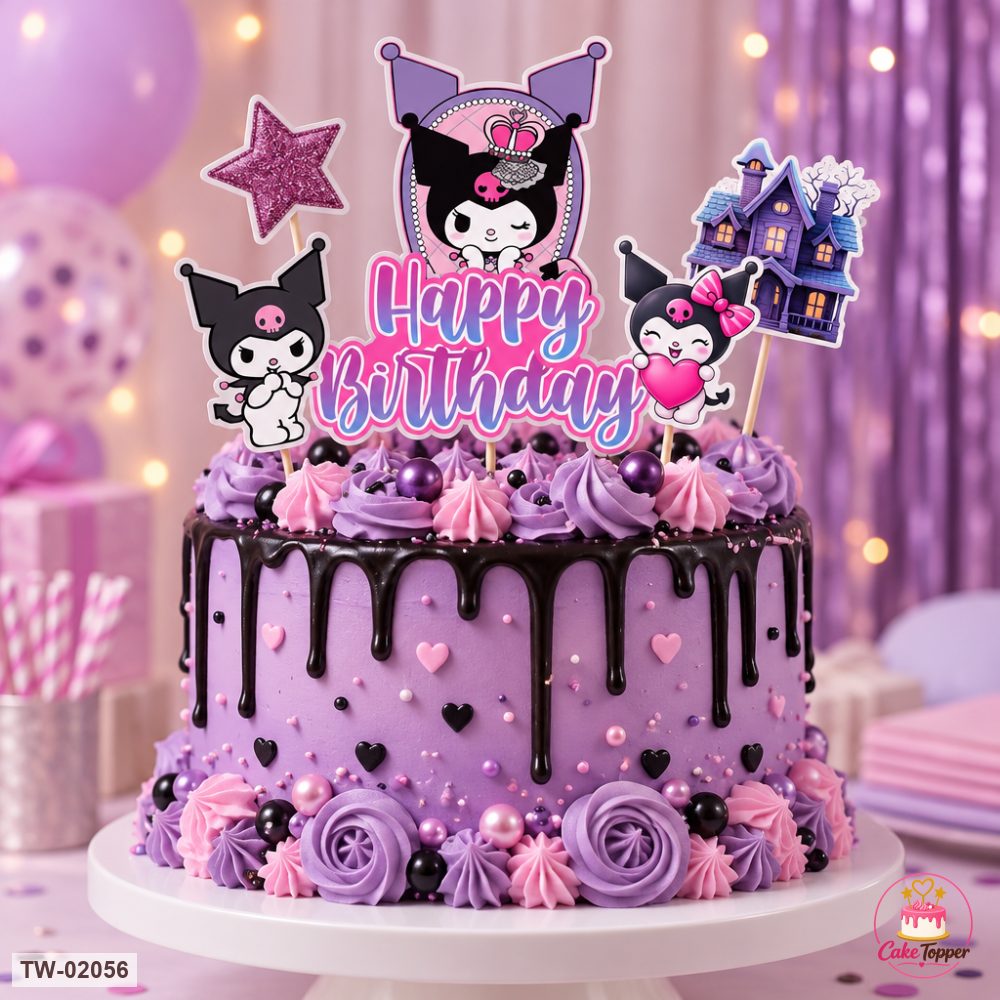 Kuromi Topper Sheet 01 on a cake