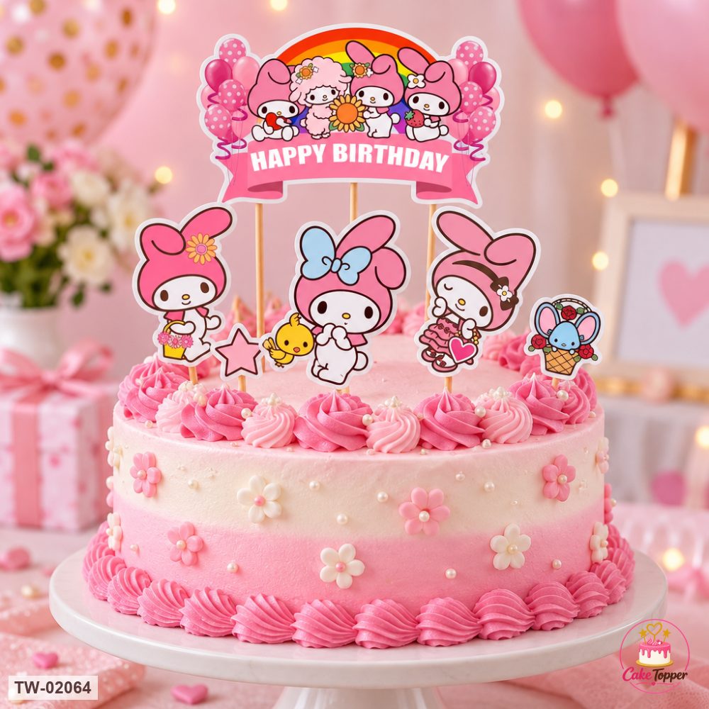 My Melody Topper Sheet 01 on a cake