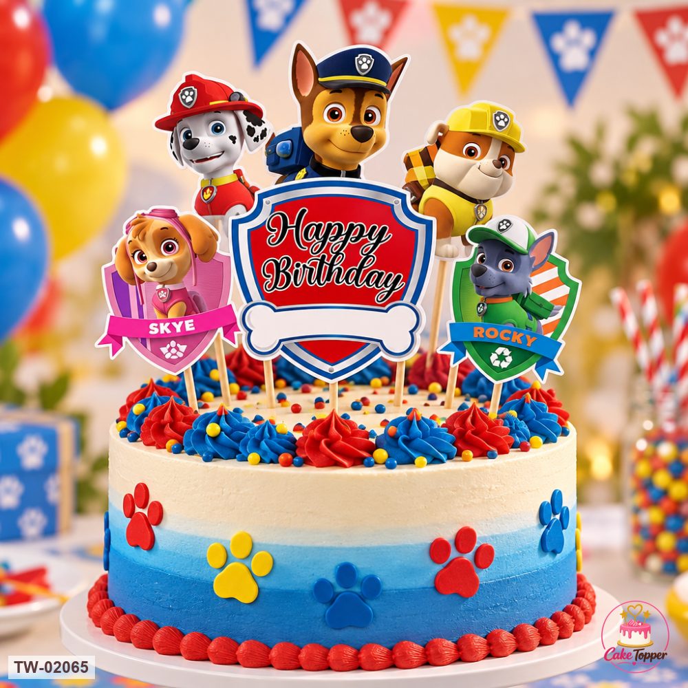 Paw Patrol Topper Sheet 01 on a cake