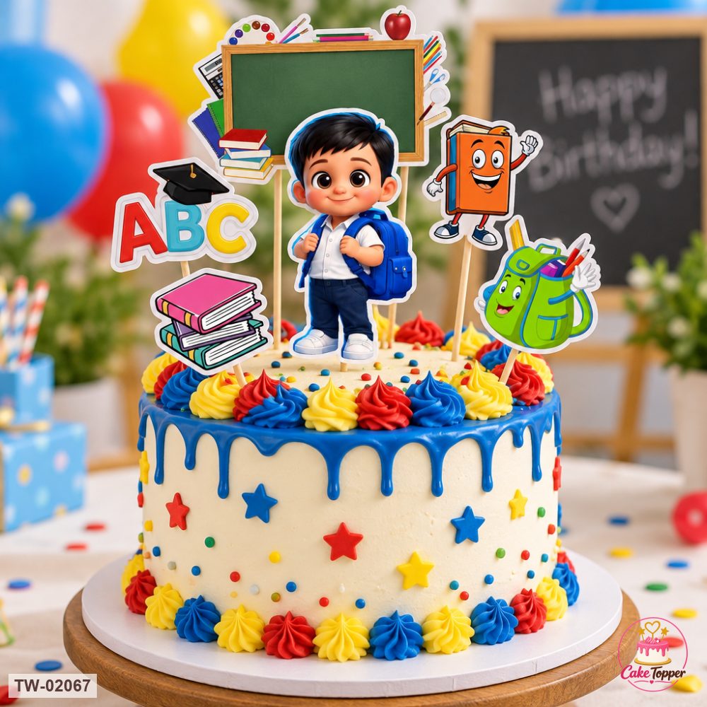 School Topper Sheet 06 on a cake