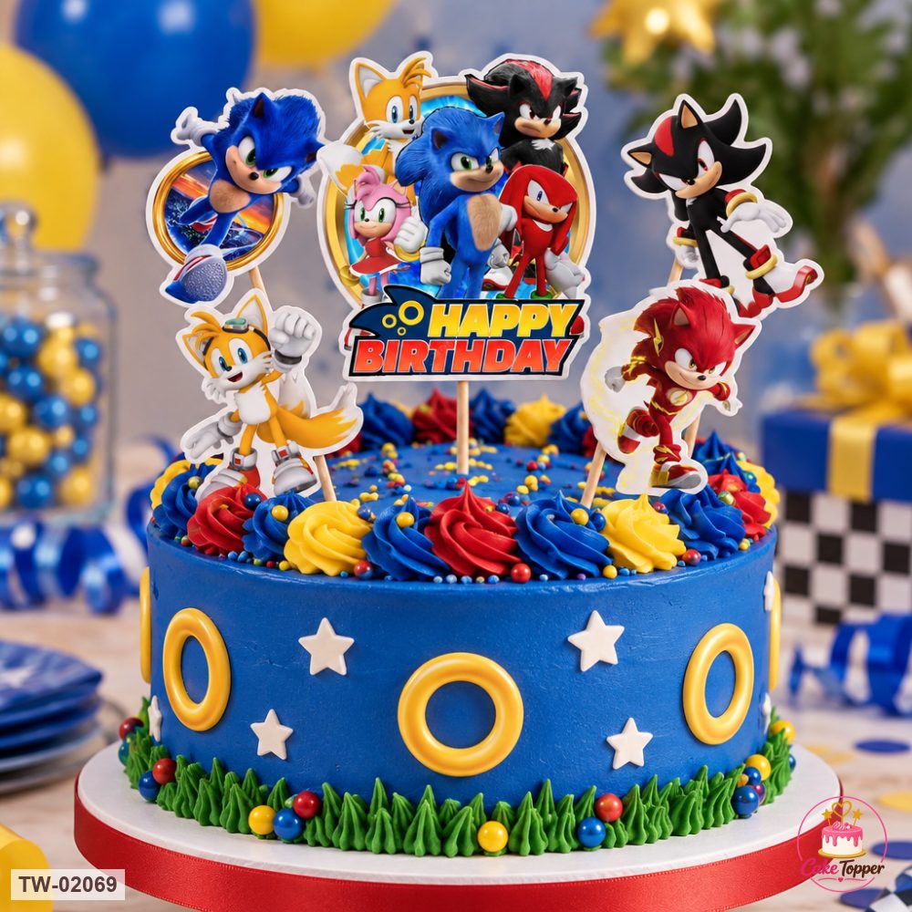 Sonic Topper Sheet 40 on a cake