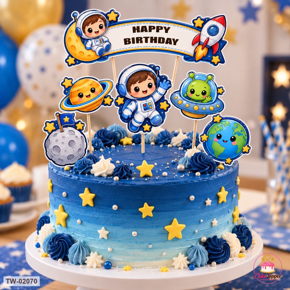 Space Topper Sheet 01 on a cake