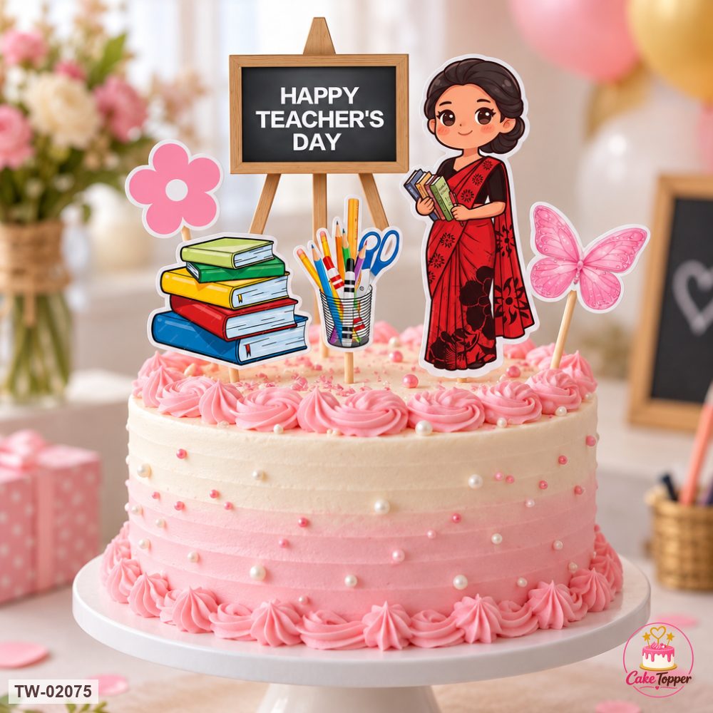 Teacher Topper Sheet 01 on a cake