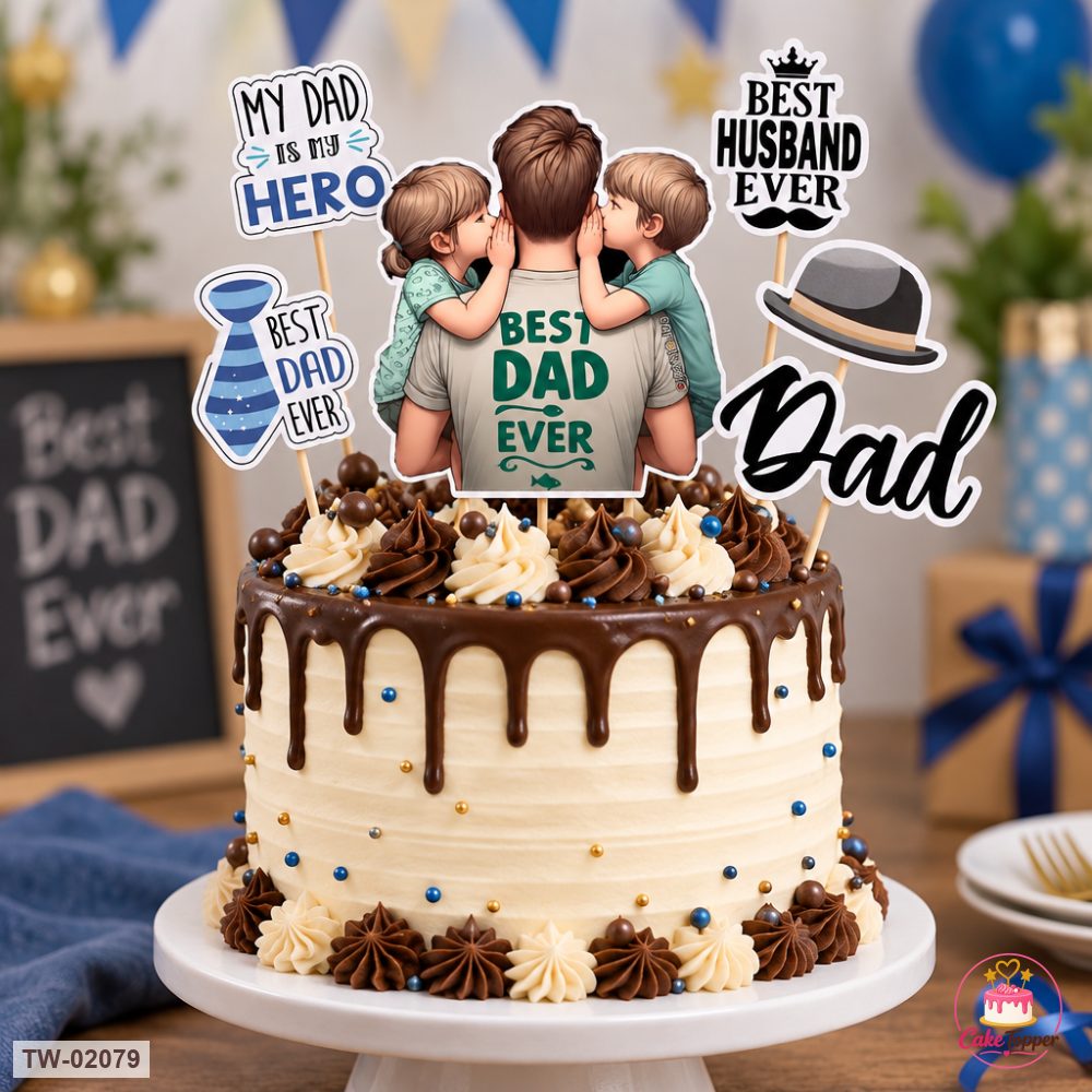 Father Topper Sheet 03 on a cake