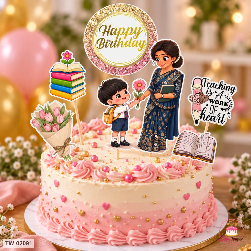 Teacher Topper Sheet 02 on a cake