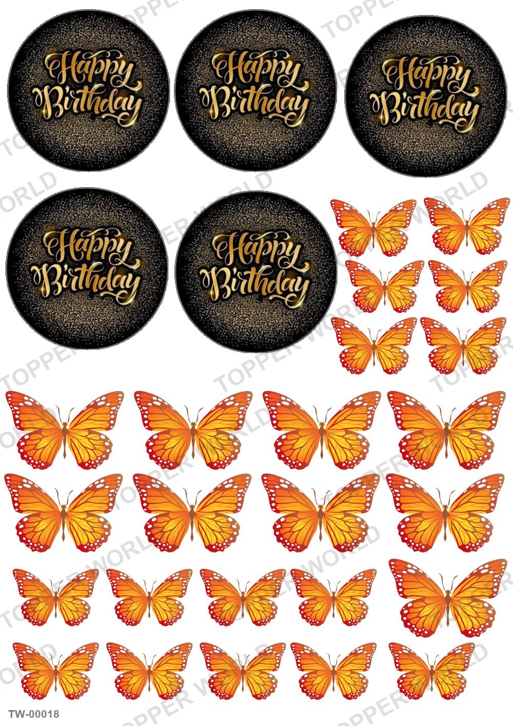 Happy Birthday Topper Sheet 01 – A4 topper sheet