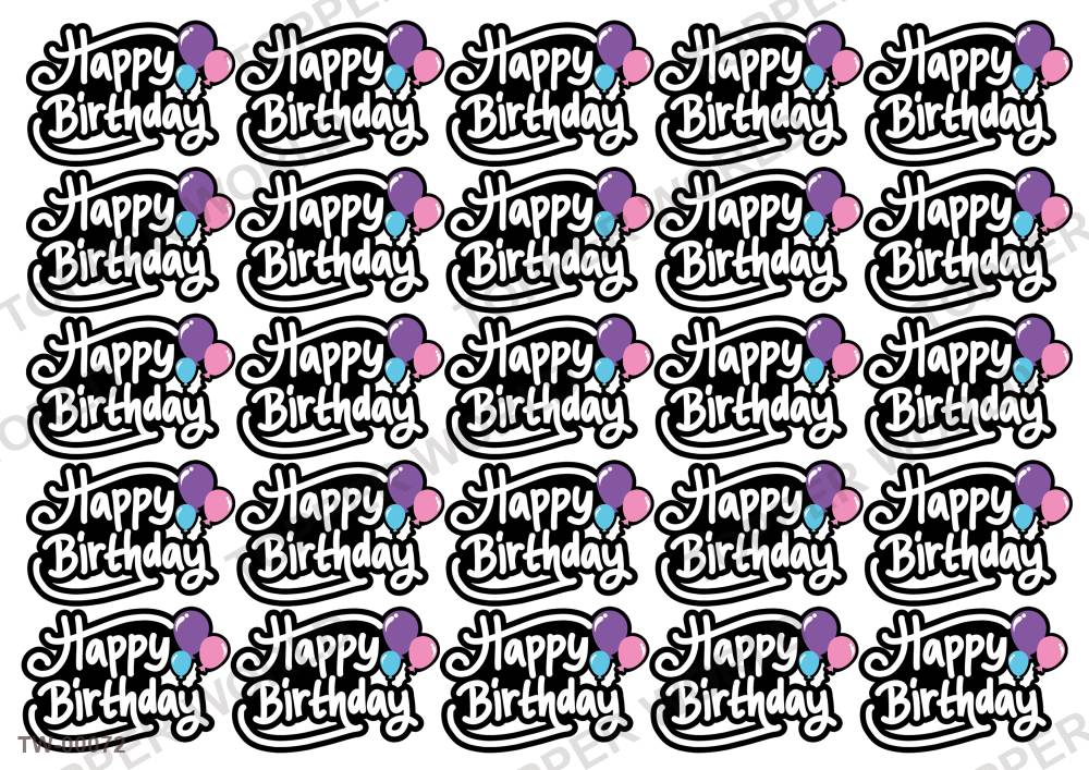Happy Birthday Topper Sheet 02 – A4 topper sheet