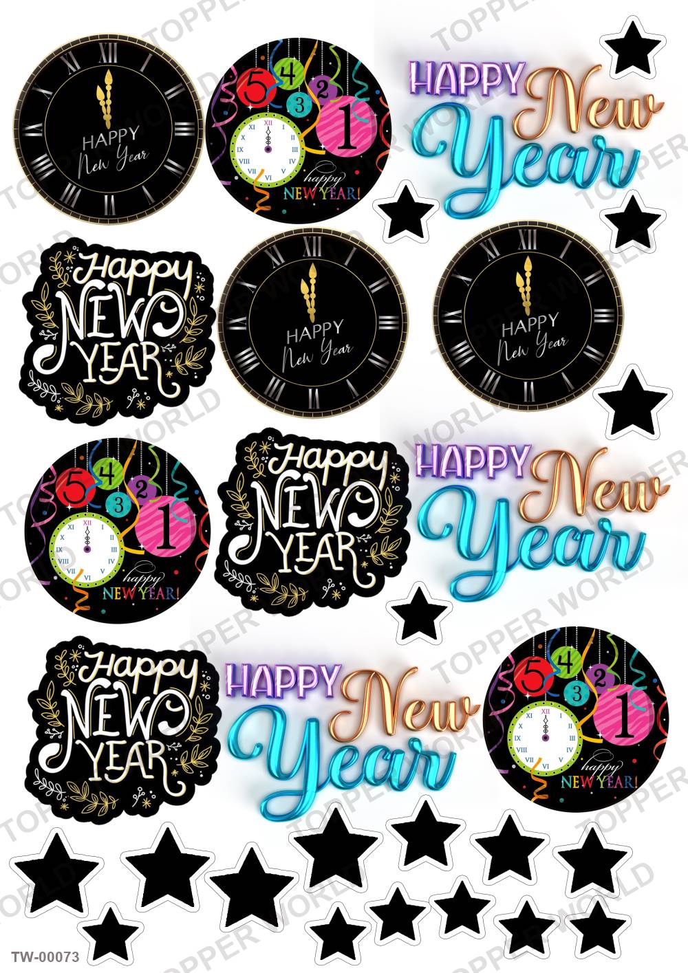Happy New Year Topper Sheet 02 – A4 topper sheet