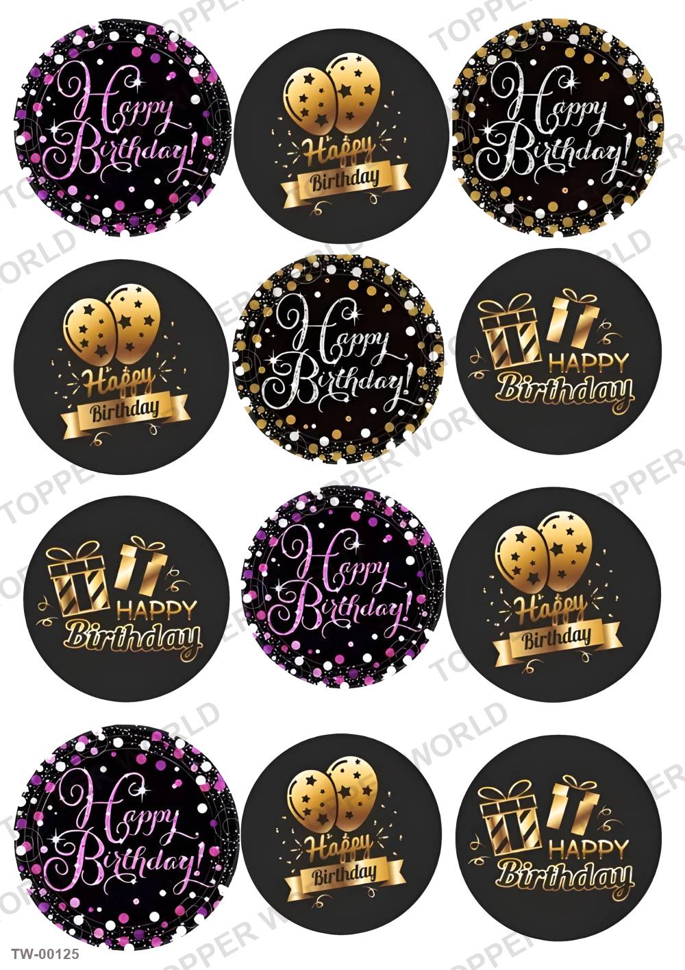 Happy Birthday Topper Sheet 03 – A4 topper sheet