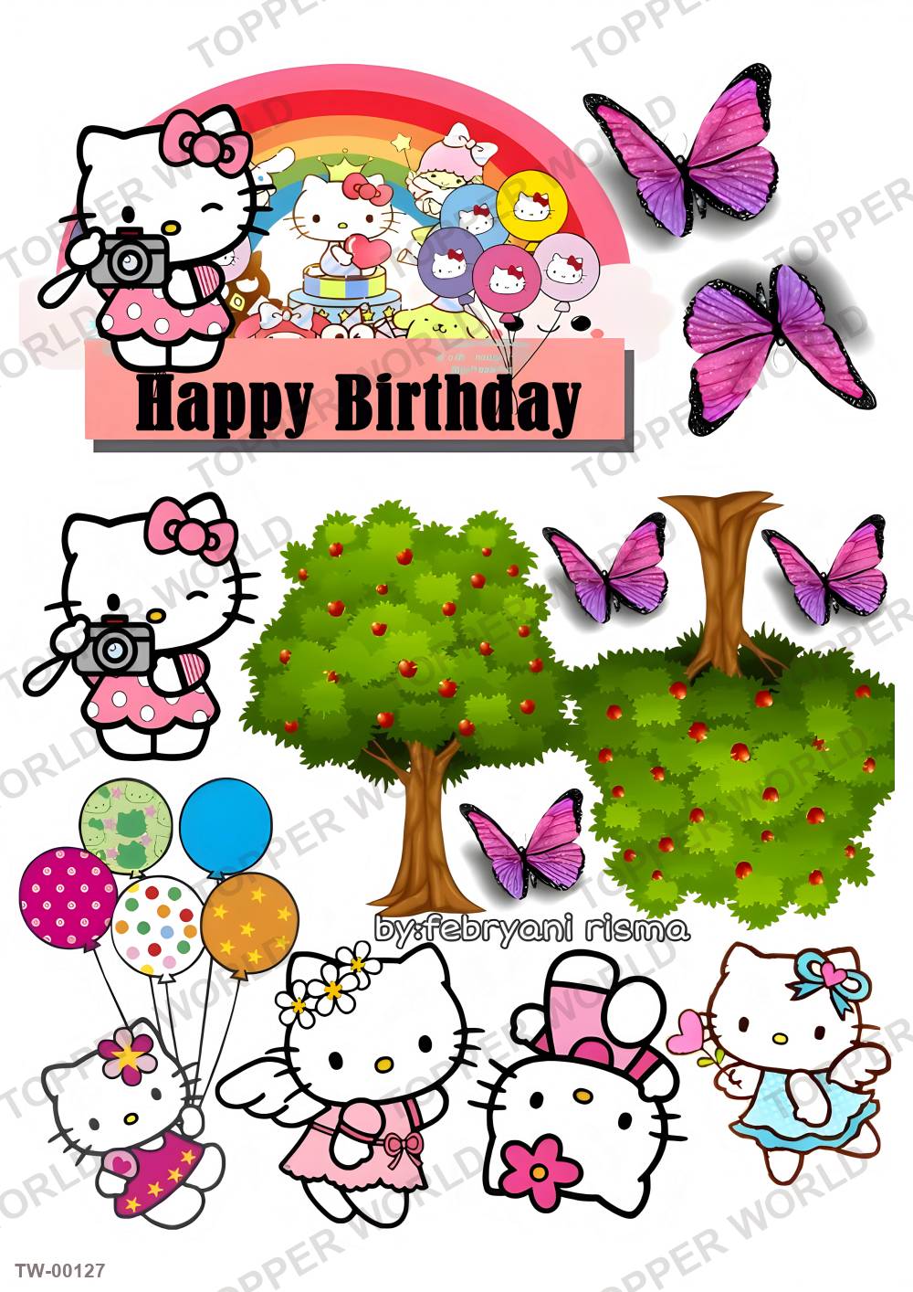 Hello Kitty Topper Sheet 03 – A4 topper sheet